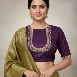 Purple Embroidered Designer Saree Blouse – Festive Wear